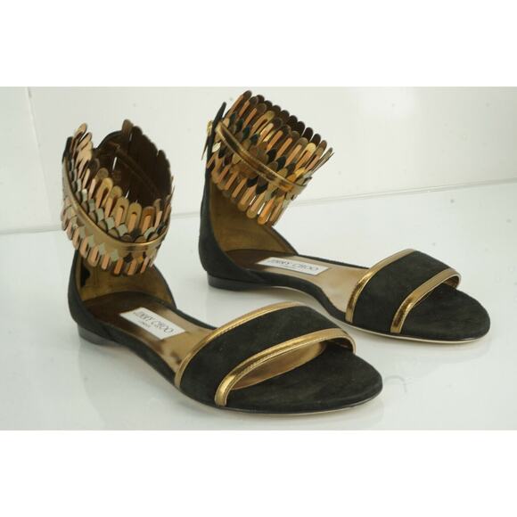 Jimmy Choo Kimro Fringe Ankle Strap Flat Sandals Size 38 Women's $995 NIB Toe - Picture 8 of 12